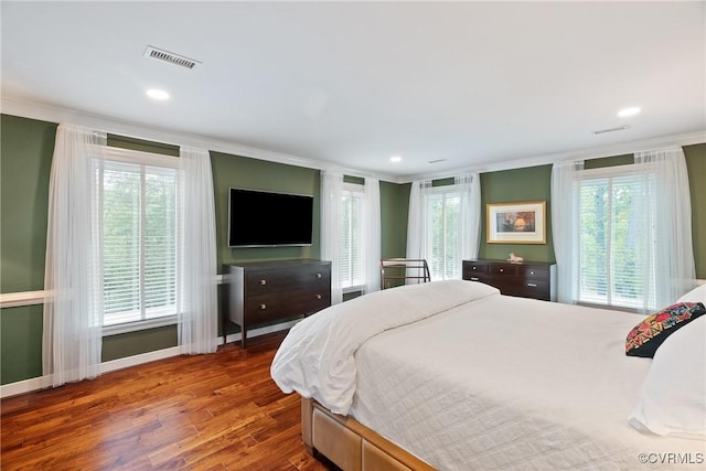 17475 Millfield Ln, Hanover, VA 23192 - bedroom with ornamental molding, wood finished floors, baseboards, and recessed lighting