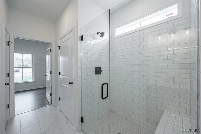 8264 Mount Eagle Rd, Hanover, VA 23005 - full bath with a shower stall and marble finish floors