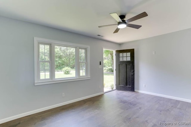 917 Chapel Neck Rd, North, VA 23128 - foyer entrance with ceiling fan, wood finished floors, and baseboards