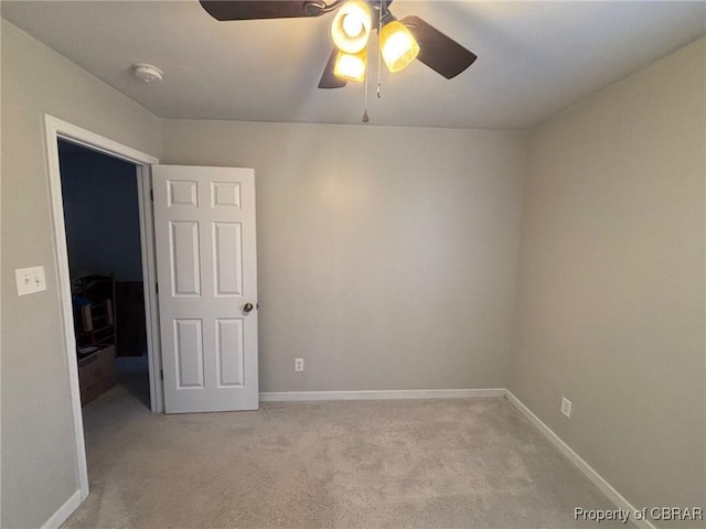 5631 Buckhunt Ln, New Kent, VA 23124 - spare room with ceiling fan, light carpet, and baseboards