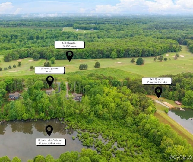 1270 Mill Quarter Rd, Powhatan, VA 23139 - aerial view of a nearby body of water and a heavily wooded area