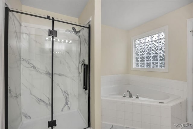 4221 Hunter Green Ct, Henrico, VA 23294 - bathroom with a bath and a marble finish shower