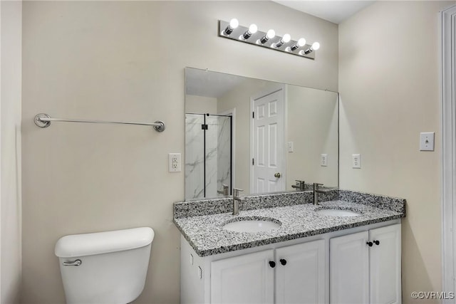 4221 Hunter Green Ct, Henrico, VA 23294 - bathroom with toilet, a stall shower, and double vanity