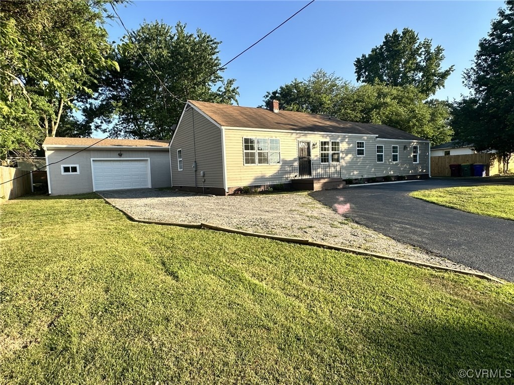 3318 Courthouse Rd, Hopewell, VA 23860 - view of front of home with gravel driveway and a chimney