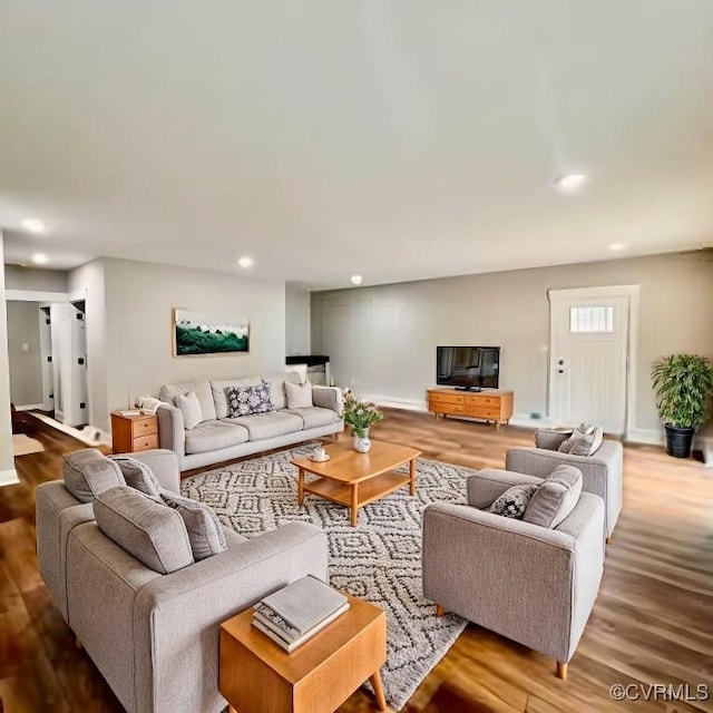13335 Happy Hill Rd, Chesterfield, VA 23831 - living room with wood finished floors, recessed lighting, and baseboards