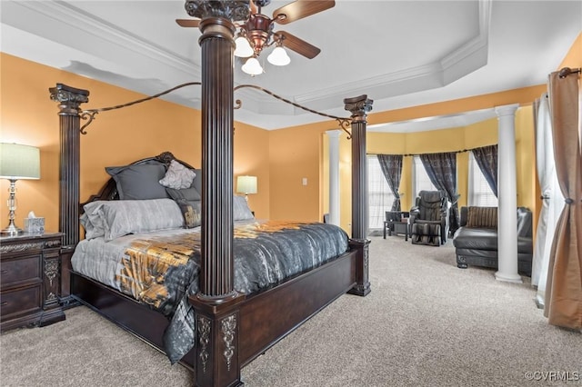 1601 Carty Bay Dr, Chester, VA 23836 - bedroom with carpet floors, crown molding, a raised ceiling, and a ceiling fan
