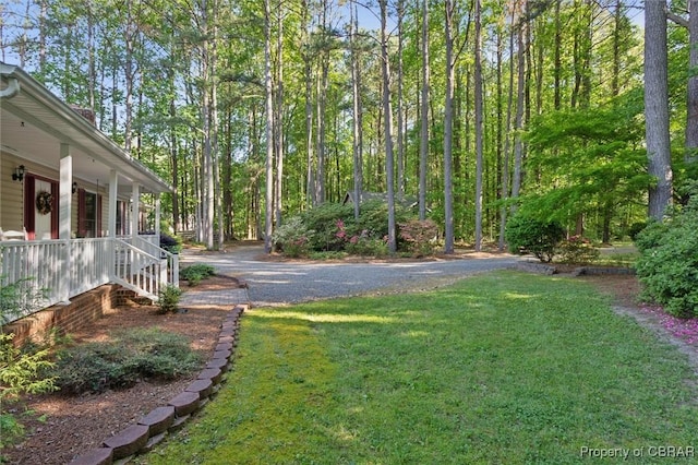 591 Plantation Rd, North, VA 23128 - view of grassy yard with covered porch