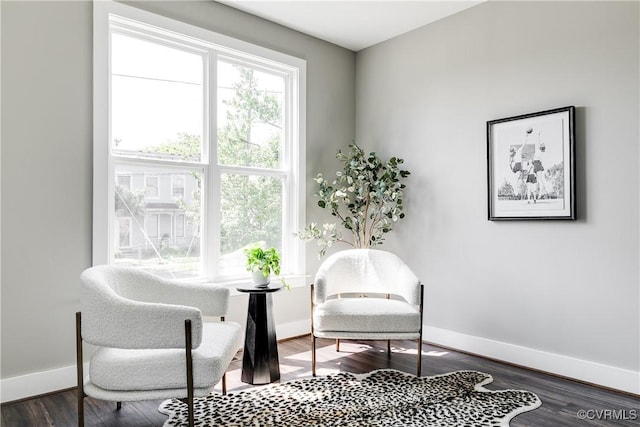sitting room featuring baseboards and wood finished floors