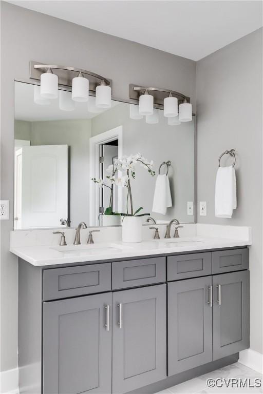 full bathroom featuring double vanity