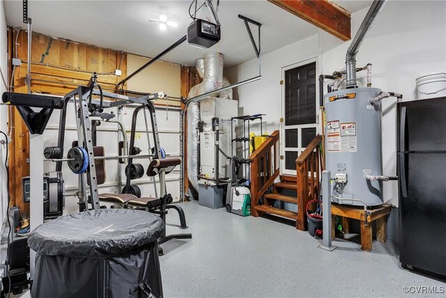 workout room with water heater
