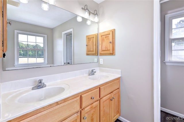 bathroom featuring double vanity