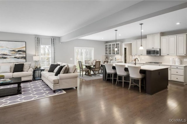 11 Abercrombie Dr, Chesterfield, VA 23838 - living room featuring dark wood-style flooring and recessed lighting