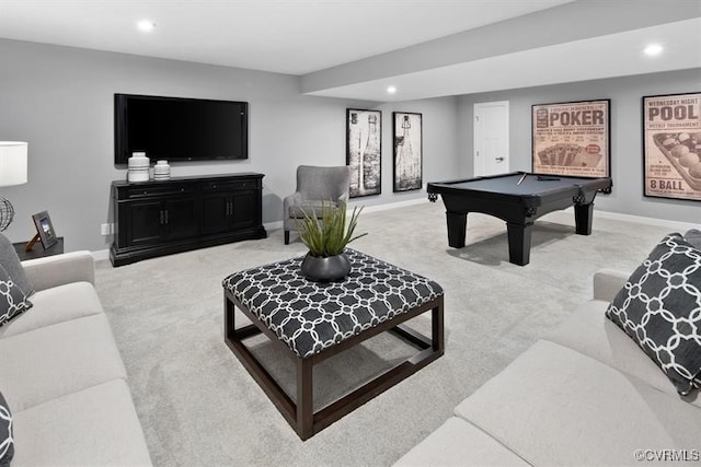 13 Abercrombie Dr, Chesterfield, VA 23838 - recreation room with recessed lighting, billiards table, light colored carpet, and baseboards