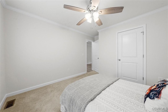 7570 Mount Zion Rd, Jetersville, VA 23083 - carpeted bedroom featuring baseboards, crown molding, and a ceiling fan