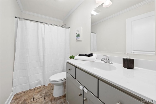 7570 Mount Zion Rd, Jetersville, VA 23083 - bathroom with toilet, ornamental molding, vanity, and baseboards