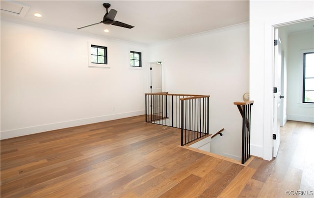 2005 Southcliff Rd, Richmond, VA 23225 - spare room featuring healthy amount of natural light, ceiling fan, wood finished floors, ornamental molding, and recessed lighting