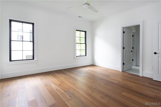 2005 Southcliff Rd, Richmond, VA 23225 - spare room with ornamental molding, light wood-style floors, baseboards, and a ceiling fan