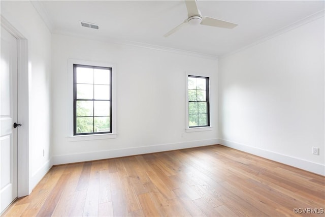 2005 Southcliff Rd, Richmond, VA 23225 - unfurnished room with ornamental molding, plenty of natural light, light wood finished floors, a ceiling fan, and baseboards