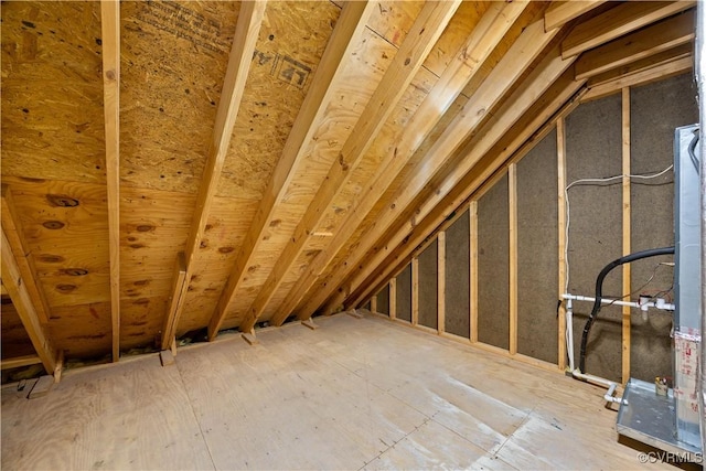 view of unfinished attic