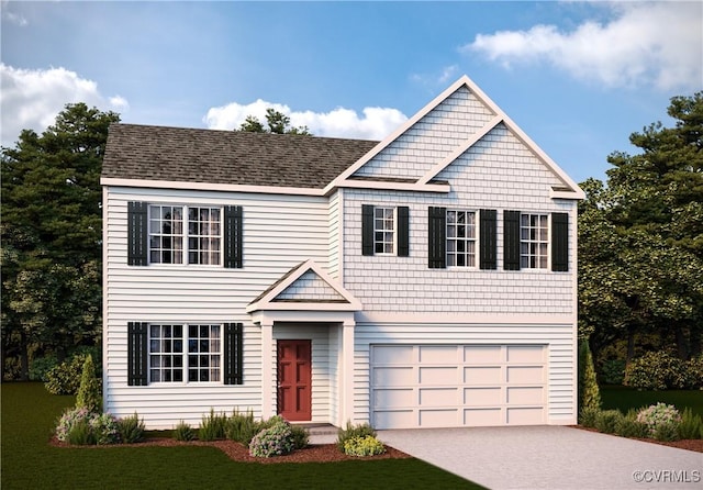 7006 Sanguine Mews, Chesterfield, VA 23234 - view of front facade with an attached garage, concrete driveway, and a front lawn