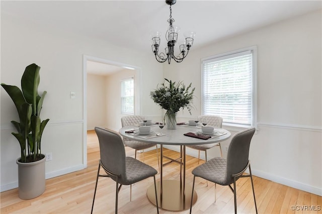 2206 Milbank Rd, Glen Allen, VA 23229 - dining room featuring wood finished floors, a chandelier, and baseboards