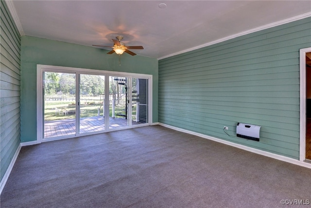 7814 O Neil Rd, Gloucester, VA 23061 - carpeted spare room with ceiling fan, wooden walls, and baseboards