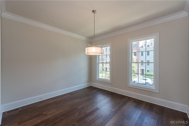 3325 Haydenpark Ln, Henrico, VA 23233 - unfurnished dining area featuring dark wood-type flooring and crown molding