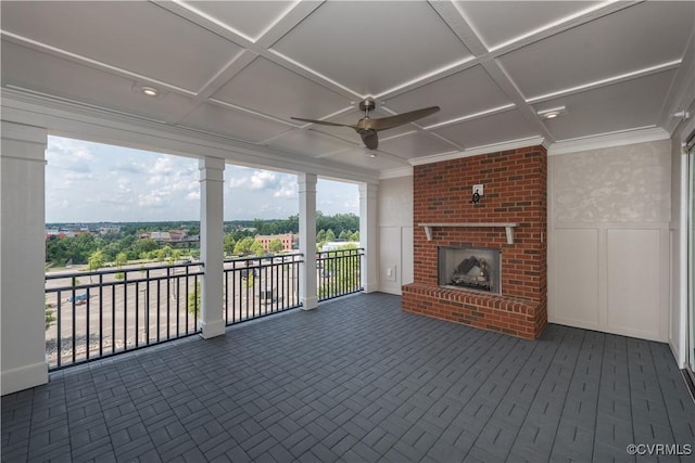 3325 Haydenpark Ln, Henrico, VA 23233 - unfurnished sunroom with coffered ceiling, a decorative wall, and crown molding