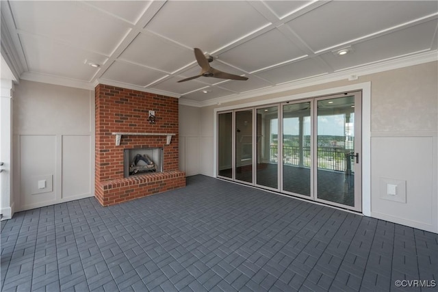 3325 Haydenpark Ln, Henrico, VA 23233 - view of patio / terrace featuring a brick fireplace and ceiling fan