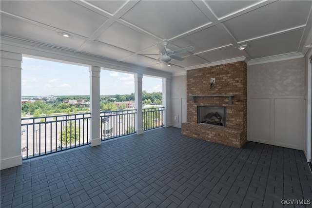3327 Haydenpark Ln, Henrico, VA 23233 - unfurnished sunroom with coffered ceiling, a decorative wall, and crown molding