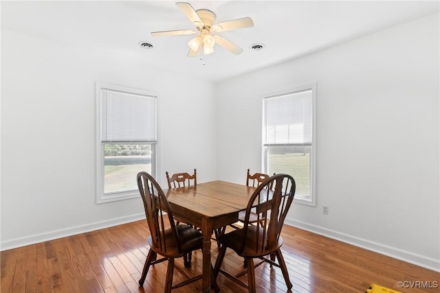 4290 Oak Hill Rd, Buckingham, VA 23921 - dining space featuring healthy amount of natural light, hardwood / wood-style floors, and baseboards
