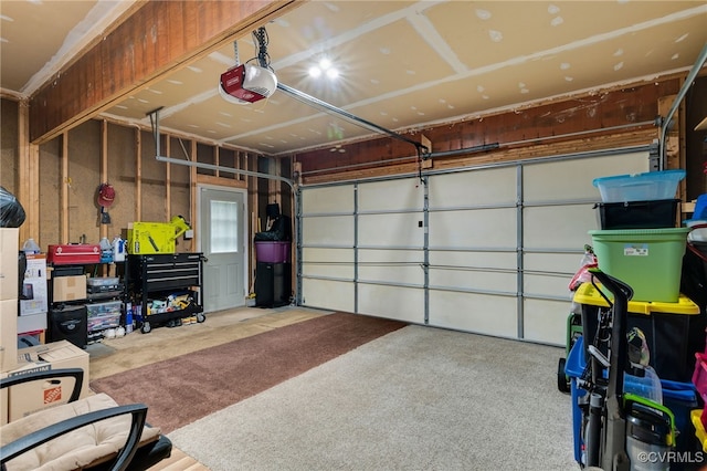garage with a garage door opener