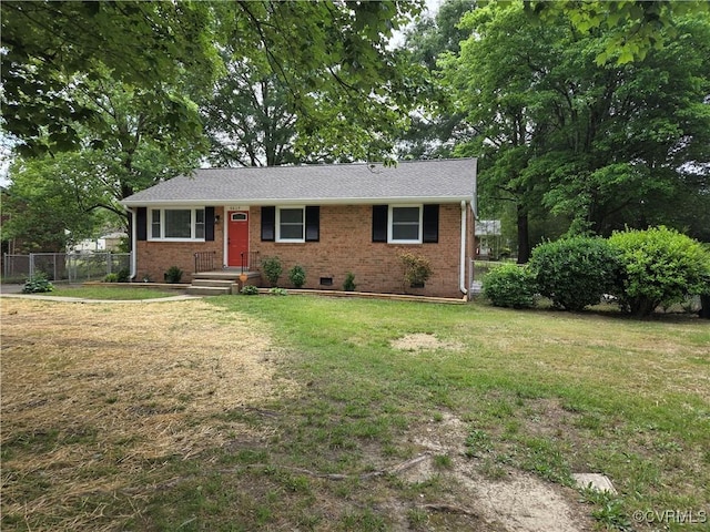 ranch-style house with brick siding and crawl space