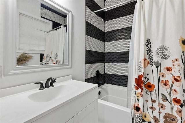 1201 W Broadway, Hopewell, VA 23860 - bathroom featuring vanity and shower / bath combo with shower curtain