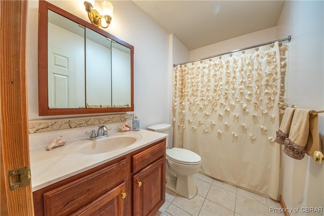 319 Parrotts Cove Rd, Water View, VA 23180 - full bathroom with toilet, tile patterned floors, vanity, and curtained shower