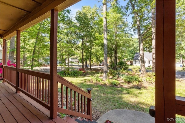wooden terrace featuring a porch