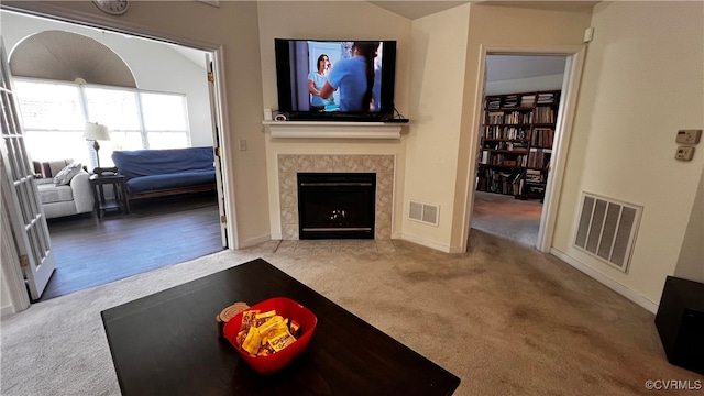 7211 Norwood Pond Ct, Midlothian, VA 23112 - living room with carpet floors, a fireplace, and baseboards