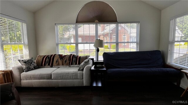 7211 Norwood Pond Ct, Midlothian, VA 23112 - living room featuring vaulted ceiling and wood finished floors