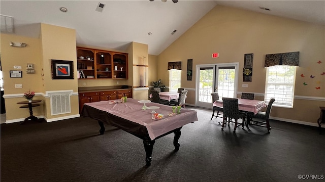 7211 Norwood Pond Ct, Midlothian, VA 23112 - game room with high vaulted ceiling, pool table, and baseboards