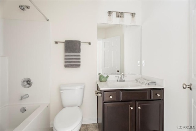 3608 Bolling Rd, Powhatan, VA 23139 - bathroom with vanity, toilet,  shower combination, and baseboards