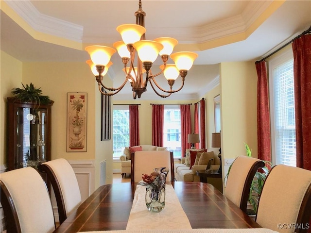 16748 Kipper Turn, Chesterfield, VA 23120 - dining space featuring a chandelier, ornamental molding, and a raised ceiling