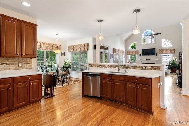16748 Kipper Turn, Chesterfield, VA 23120 - kitchen featuring dishwasher, light wood finished floors, light countertops, open floor plan, and recessed lighting
