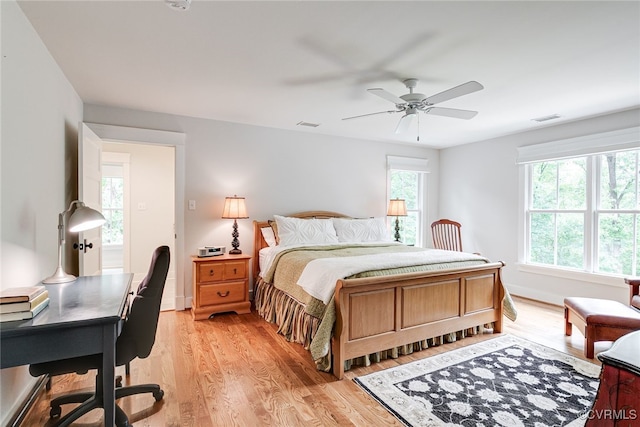 8 Nomas Ln, Henrico, VA 23238 - bedroom with light wood-type flooring, a desk, and a ceiling fan