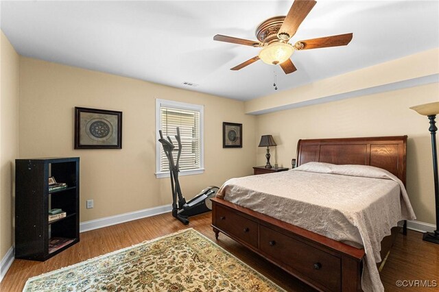 5541 Cedar Ln, Amelia Courthouse, VA 23002 - bedroom with baseboards, wood finished floors, and a ceiling fan