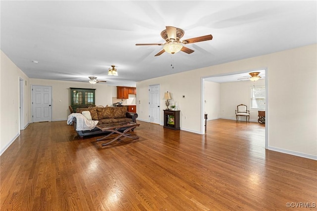 5541 Cedar Ln, Amelia Courthouse, VA 23002 - living room featuring ceiling fan, wood finished floors, and plenty of natural light