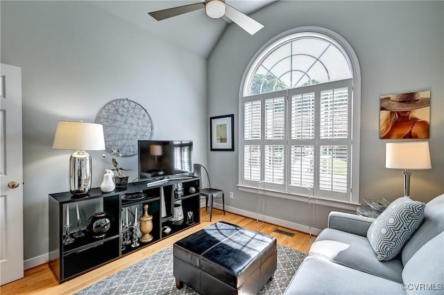 645 Farnham Cir, North Chesterfield, VA 23236 - living area with a ceiling fan, baseboards, and wood finished floors