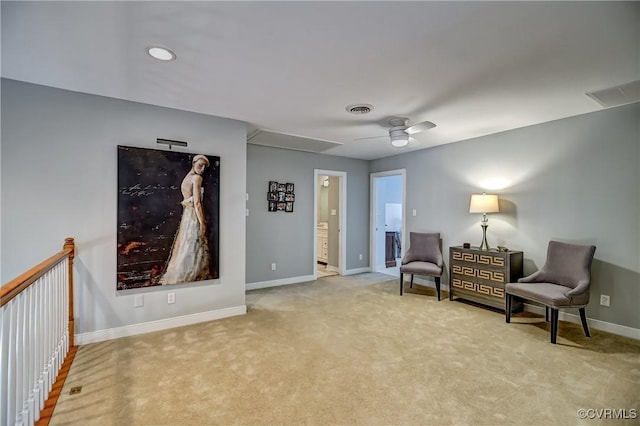 645 Farnham Cir, North Chesterfield, VA 23236 - sitting room with a ceiling fan, carpet flooring, and baseboards
