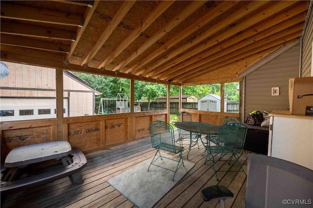 9323 Edington Dr, North Chesterfield, VA 23237 - wooden terrace featuring outdoor dining area