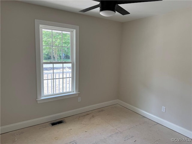 17420 Wedgewood Dr, Lanexa, VA 23089 - spare room with a ceiling fan, baseboards, and healthy amount of natural light