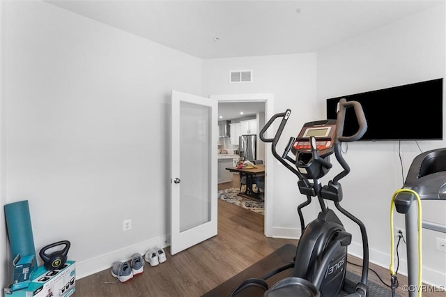526 Greybull Walk Unit B, Henrico, VA 23233 - workout room with wood finished floors, french doors, and baseboards